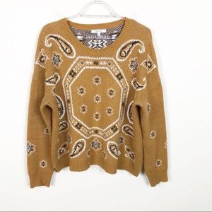 Madewell Yellow Bandana Paisley Themed Sweater